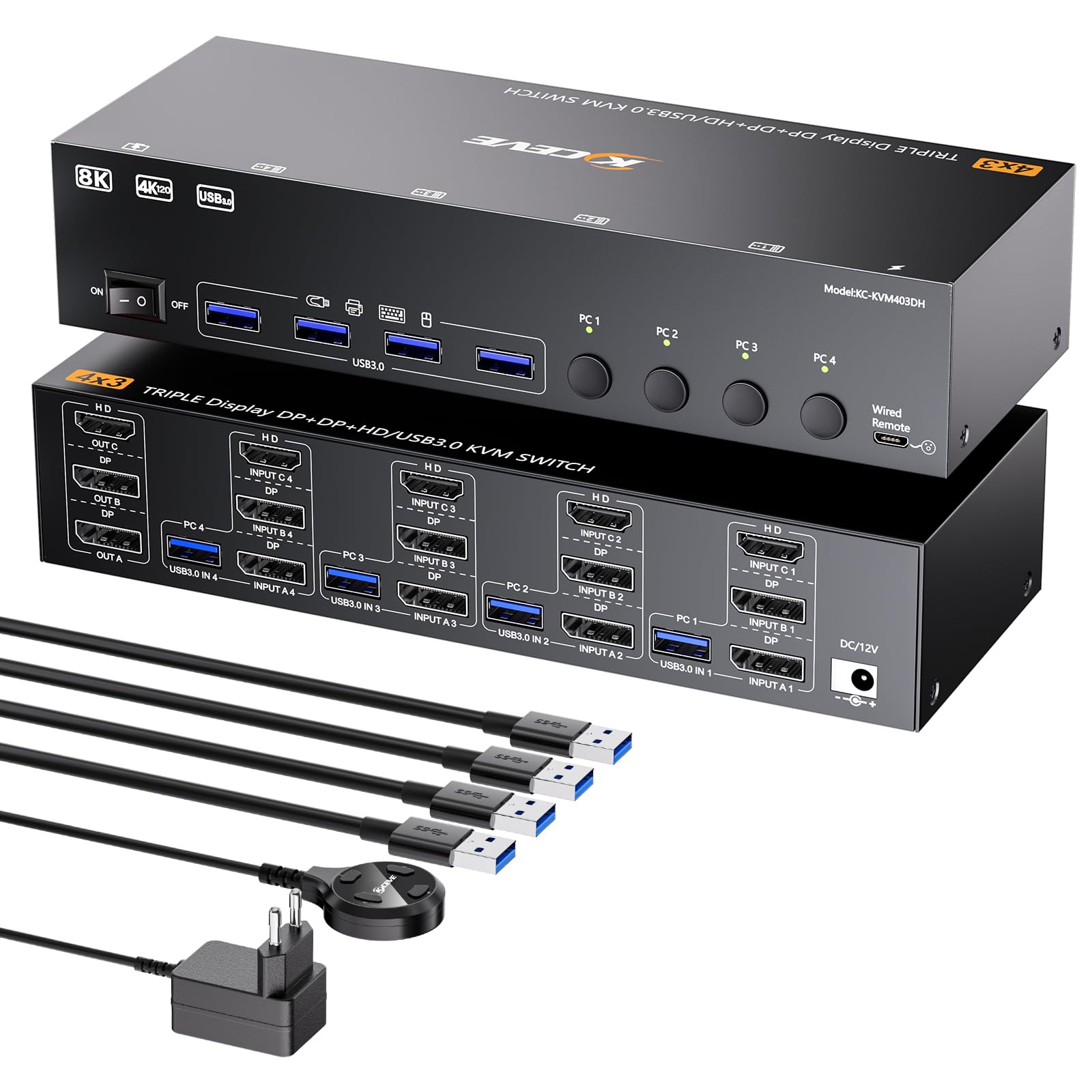 Kvm Switch Dual Monitor - 8K@60Hz KVM Switch 4/3/2 Computers 3