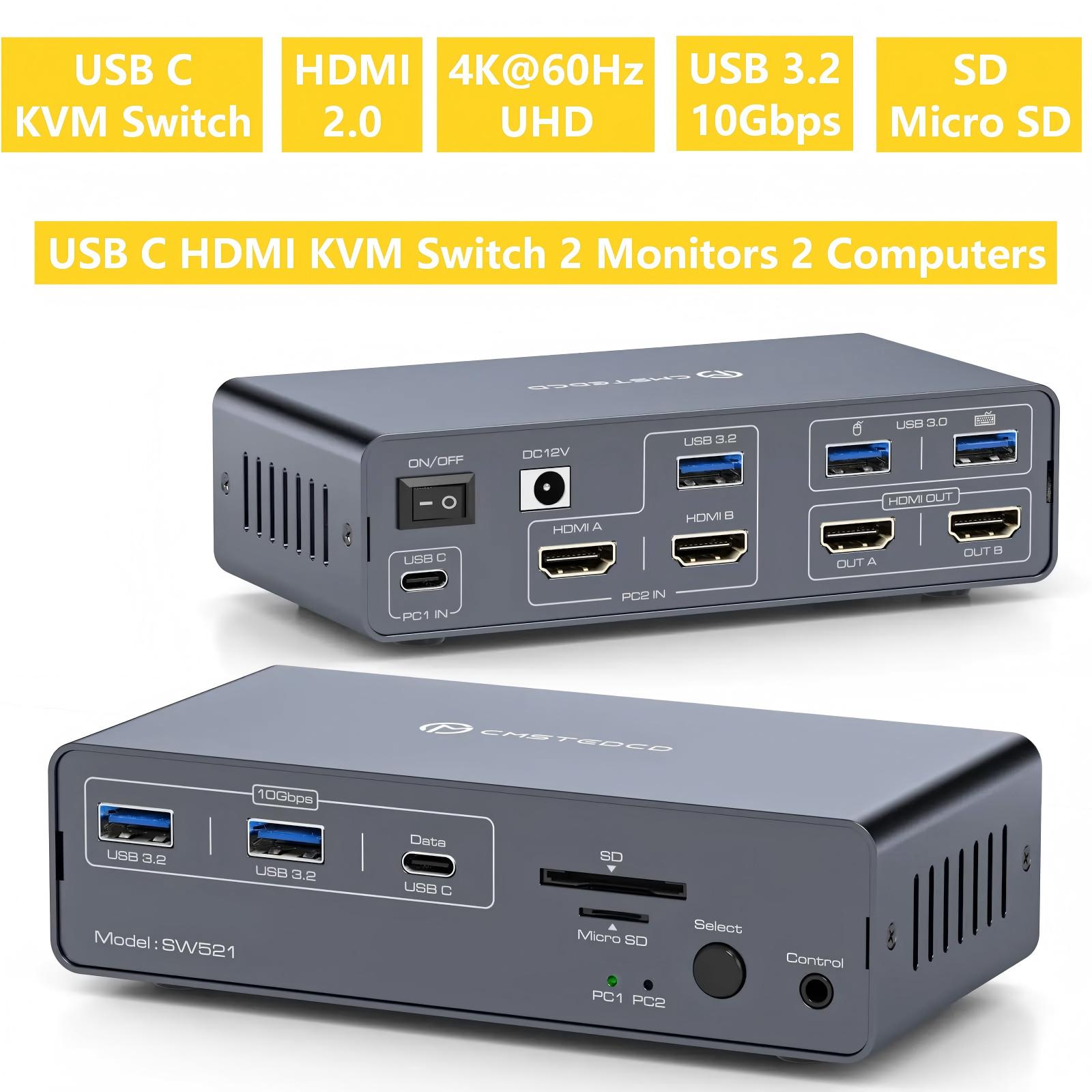 Kvm Switch Dual Monitor - KVM Switch 2 Monitors 2 Computers