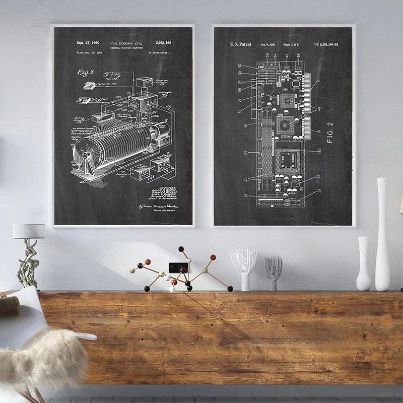 6Pcs Vintage Computer Patent W - Office Print Tech recension och pris