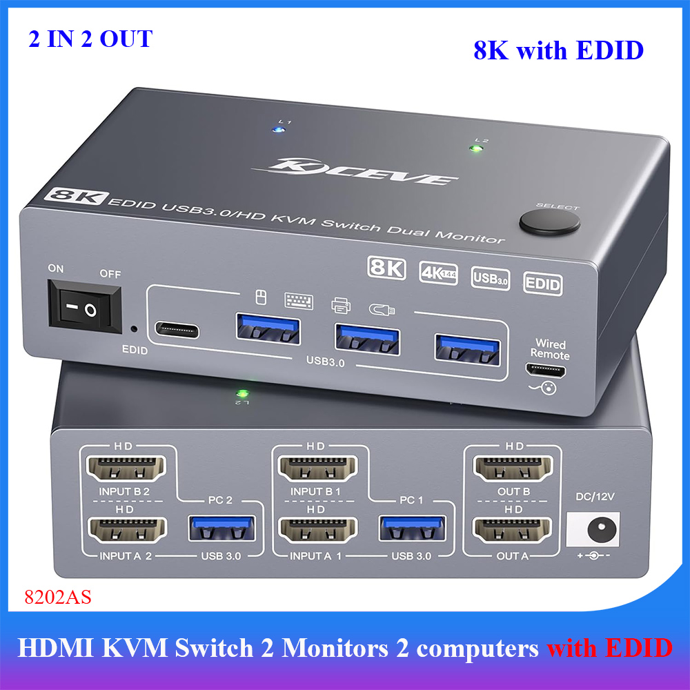 8K KVM Switch 2 Monitors 2 com - Kvm Switch Dual Monitor recension och pris