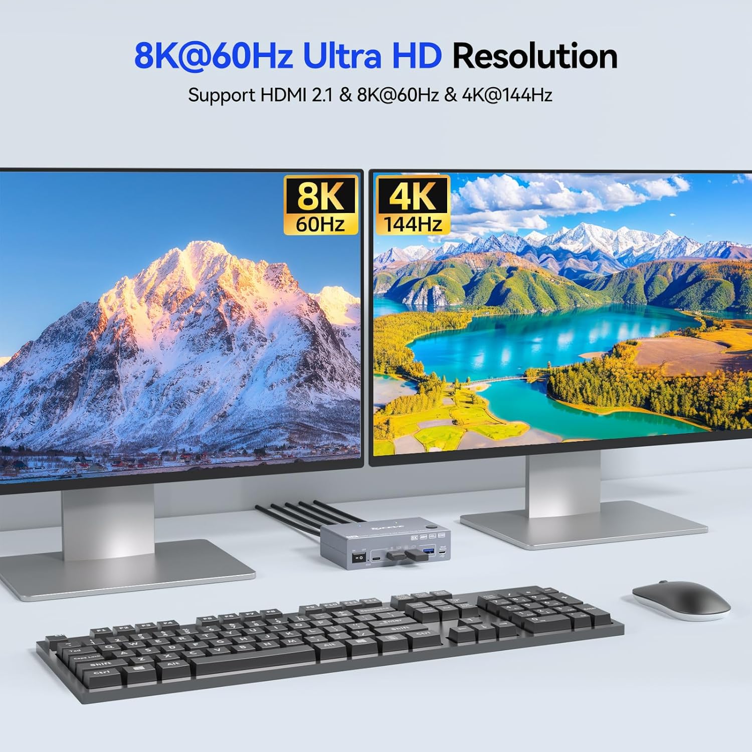 8K KVM Switch 2 Monitors 2 com - Kvm Switch Dual Monitor recension och pris