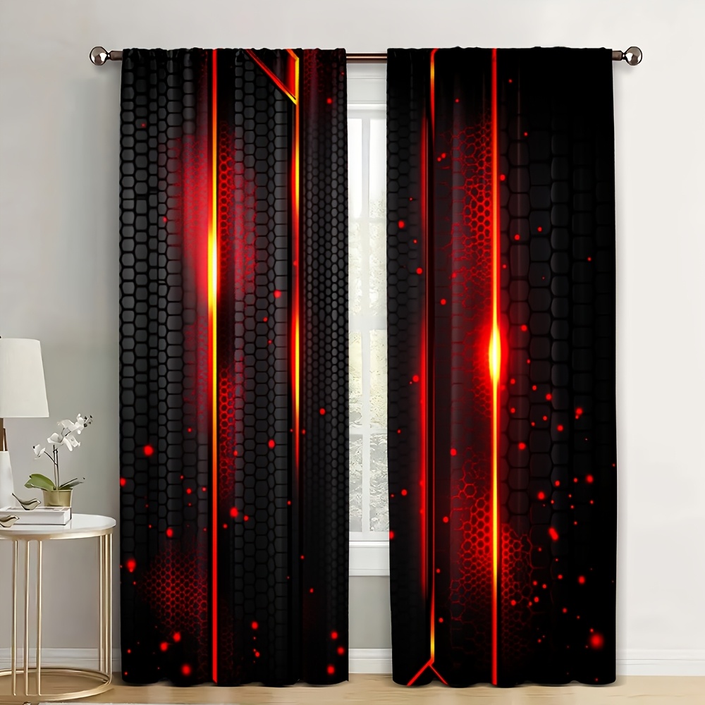 2pcs Lava Curtains Black Red C - Office Print Tech recension och pris