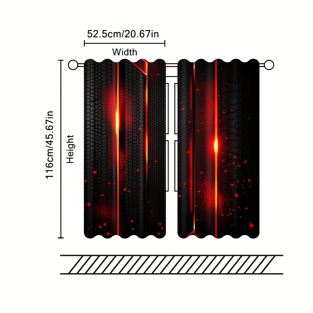 2pcs Lava Curtains Black Red C - Office Print Tech recension och pris