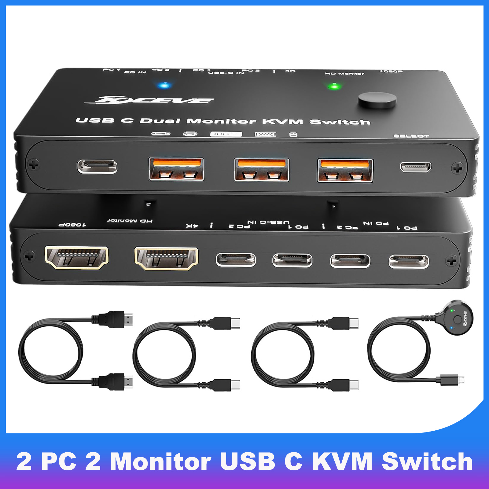 4K/1080P@60Hz USB C Dual Monit - Kvm Switch Dual Monitor recension och pris